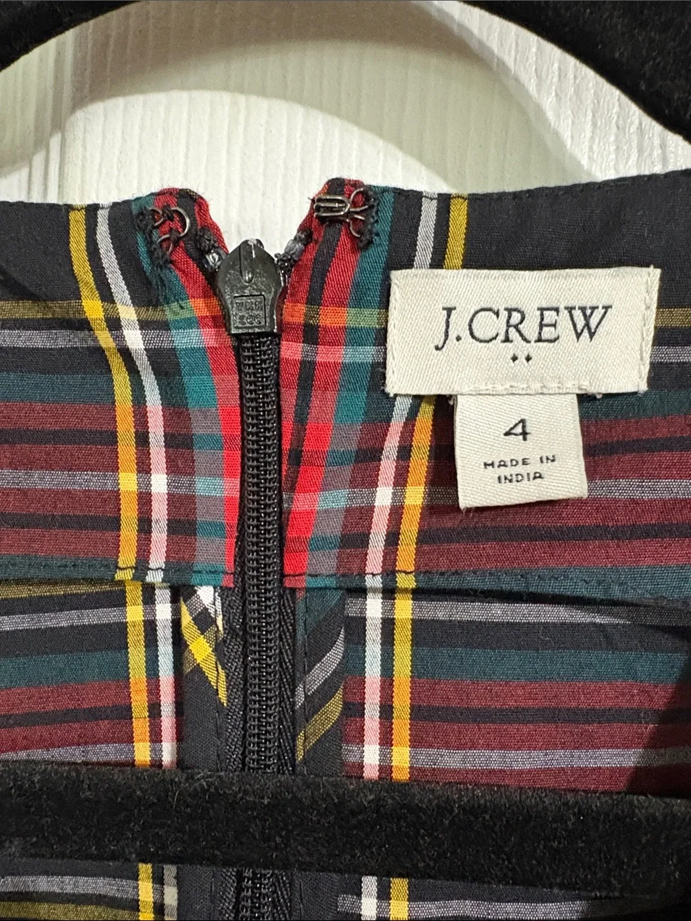 J. Crew Tartan Plaid Black, Red & Yellow Wrap Midi Dress